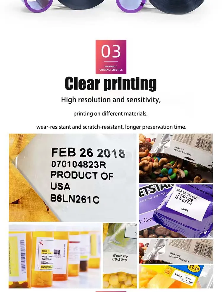 33/55mm x 600m Wax resin TTO Ribbon High-Speed Videojet Printer Ribbon for Markem Imaje/Domino/Linx/Dikai/VJ