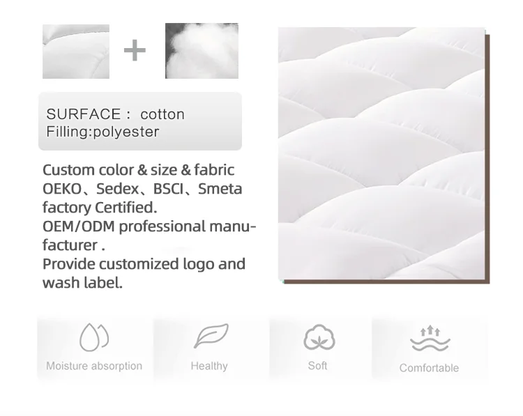 soft thick mattress topper pad with elastic rubber band-2