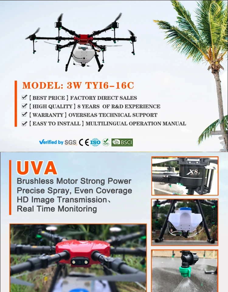 Hot product 6-axis 16KG long flying time Cargo Drone delivery with camera Delivery Drones long range manufacture