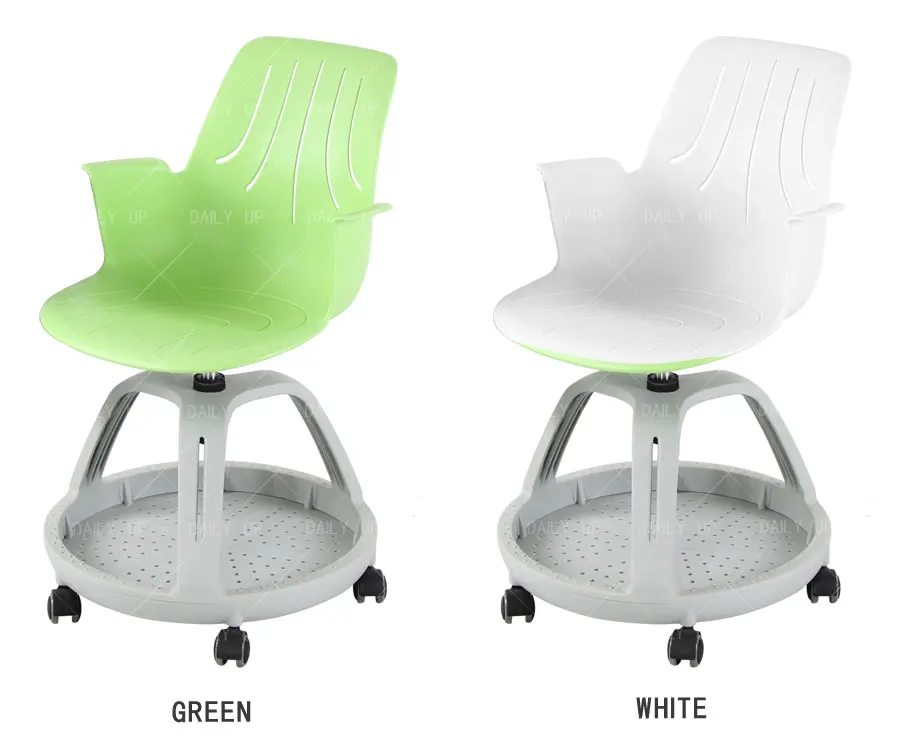 Professional Swivel Training Chair With Armrests For Student Adjustable Reading Chair With Huge Basket For Library Conference