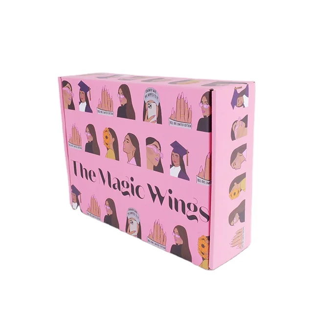 Hot Sale Custom Pink Corrugated Shipping Paper Box Rigid Rigid Boxes with Gold Foil & Matt Lamination Customur Logo