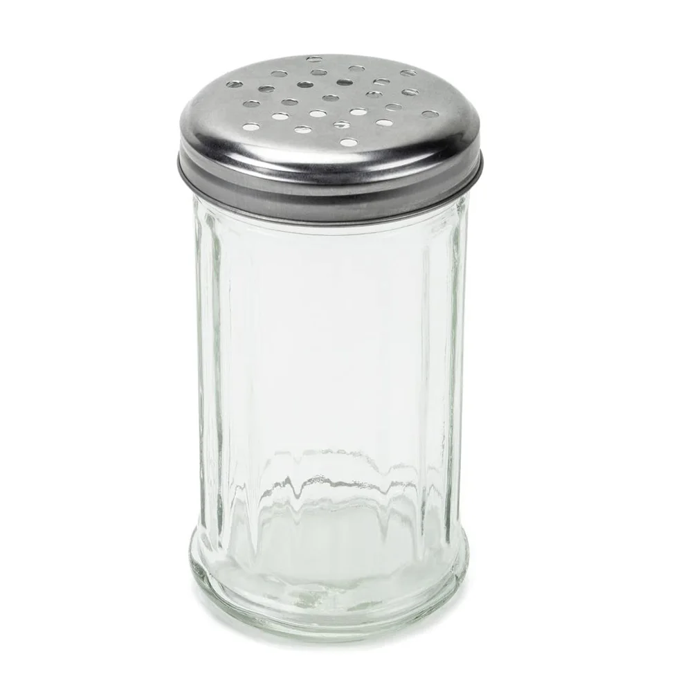 12 Oz Glass Cheese Shaker With Extra Large Holes Lid Sugar Jar Buy