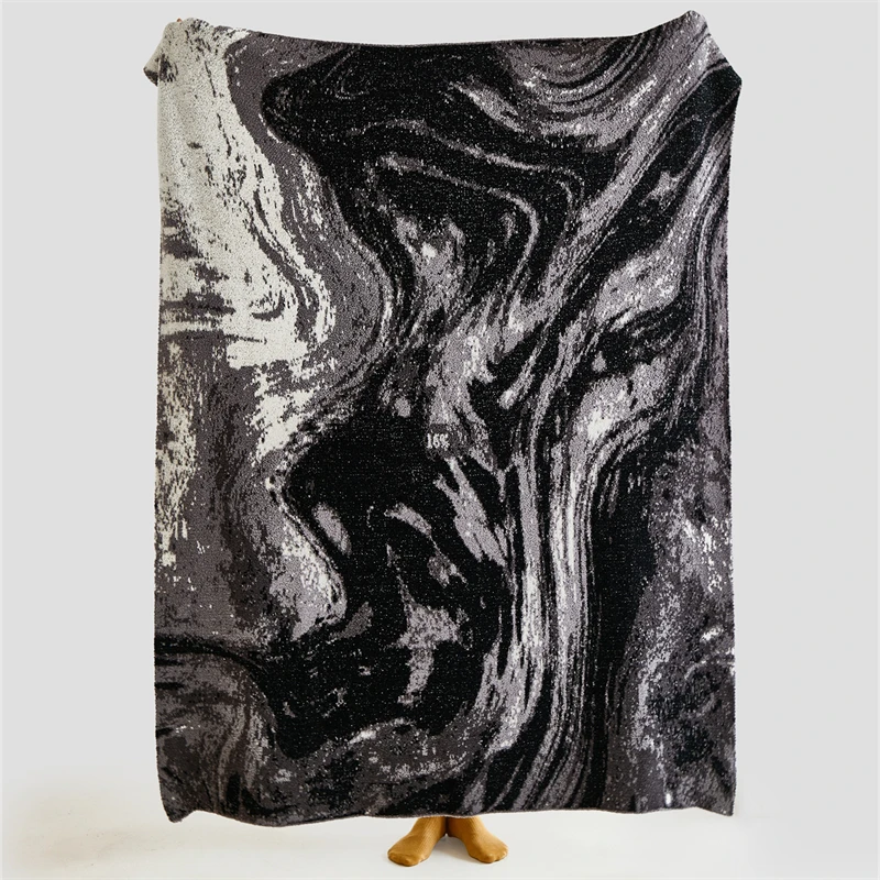 Super Cozy 100% Polyester Oil Painting Styles Jacquard Knitted Throw Blanket For Winter Home Decoration Sofa And Travel  NT factory