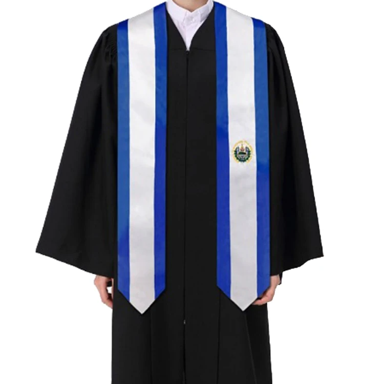 Standard Length Embroidery Sash Custom Flag El Salvador National Flag Graduation Stole