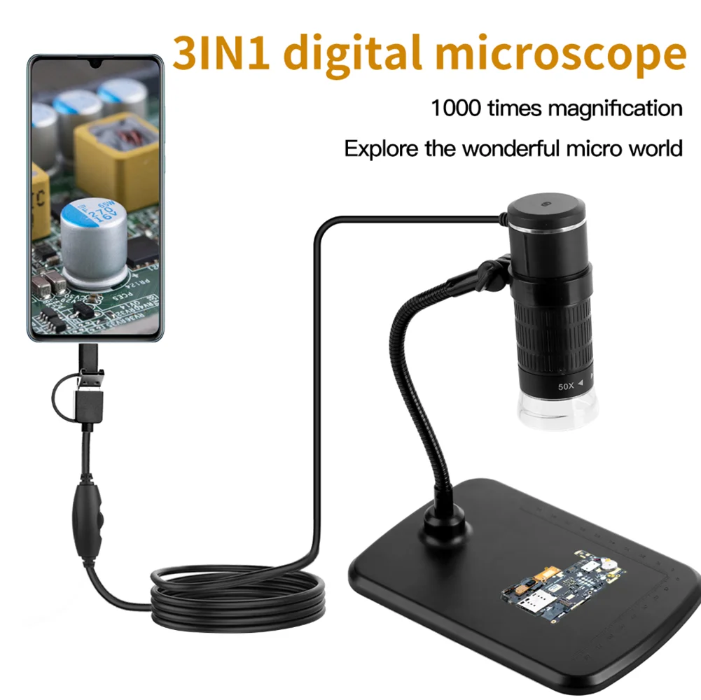 anekdote input Uhøfligt 3 In 1 Usb Microscope 1000x Usb Digital Microscope Electron Microscope  Built-in 8 Adjustable Led Lights For Android Pc - Buy Usb Microscope, Microscope 1000x,Usb Digital Microscope Product on Alibaba.com