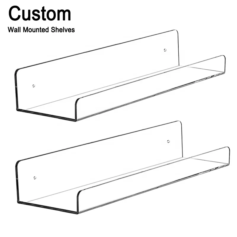 Acrylic Floating Shelves For Wall Invisible Wall Mounted Display Organizer Ledge Book Shelf