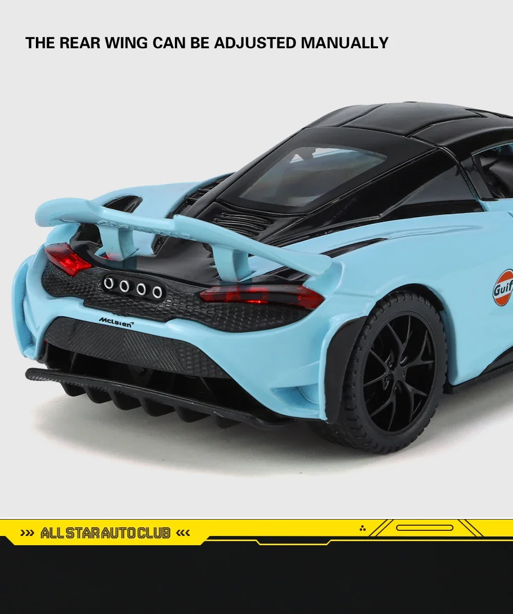 ZYX 1/32 Mclaren 765LT Supersport Car Zinc Alloy Pull Back Diecast