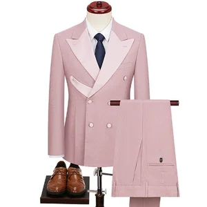 New Men's Wedding Groomsman Business Suits High Quality Double Breasted Two Piece Pants Set Waterproof