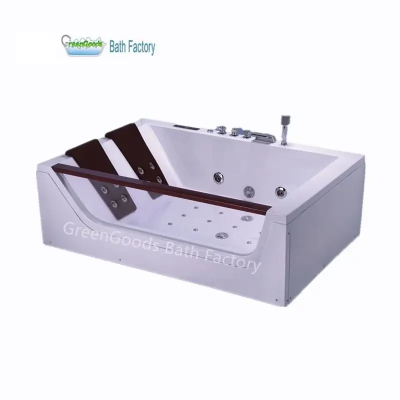 CE Modern Bathroom Two Seat Rectangular Hydro Spa Big Bath Tub 2 Person Jets Massage Surf Whirlpool Bathtubs with Glass