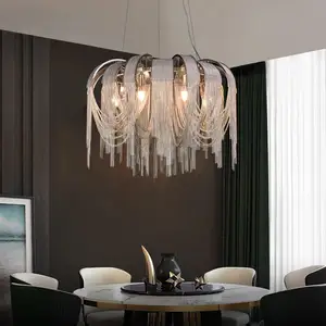 Customization Circular Soft Fitting Aluminum Chain Pendant Light Originality Modern Tassel Fringe Chandelier