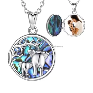Wholesale Personalized Trendy Style 925 Sterling Silver Elephant Holds Picture Frame Photos Necklace Pendant Jewelry for Women