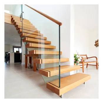 Australian Style Indoor Wood Tread Floating Straight Staircase Loft ...