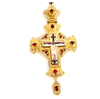 Newest Orthodox Gold and Silver Big Chain Chest Pendant with Free PU Gift Box in Stock Large Russian Pectoral Cross