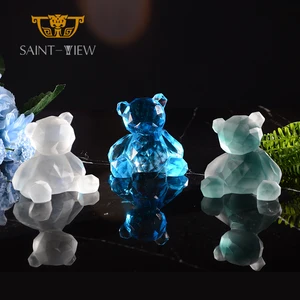 SAINT-VIEW New Crystal Figurine Artist Toy Sculpture Home Decor Animal Clear Morden Cartoon Bear Wholesale