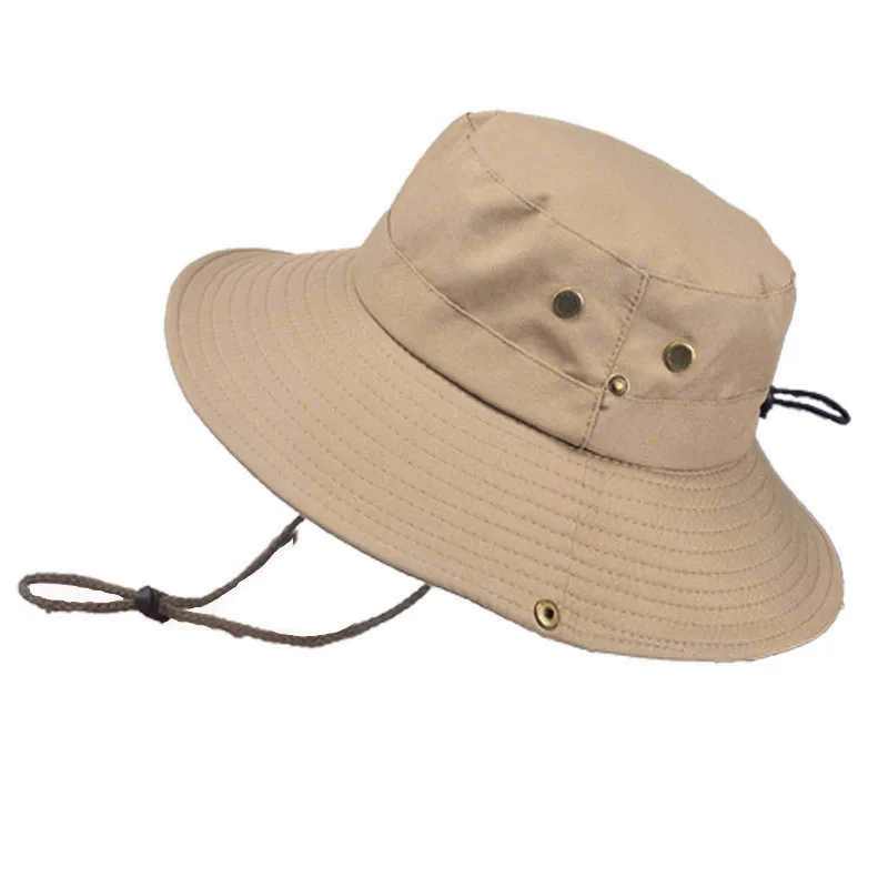 brown bucket hat with string