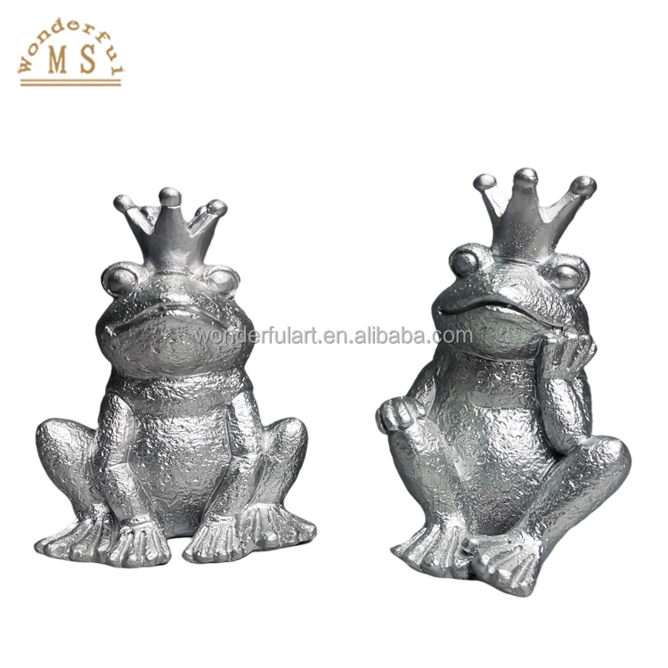 Poly stone resin frog art small figurine animal home decoration statue cartoon ornament