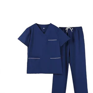 High-end Spandex Moisture Wicking Unisex Scrub Uniform for Doctors Dentists Pet Hospitals-short-sleeved Hand-washing Work