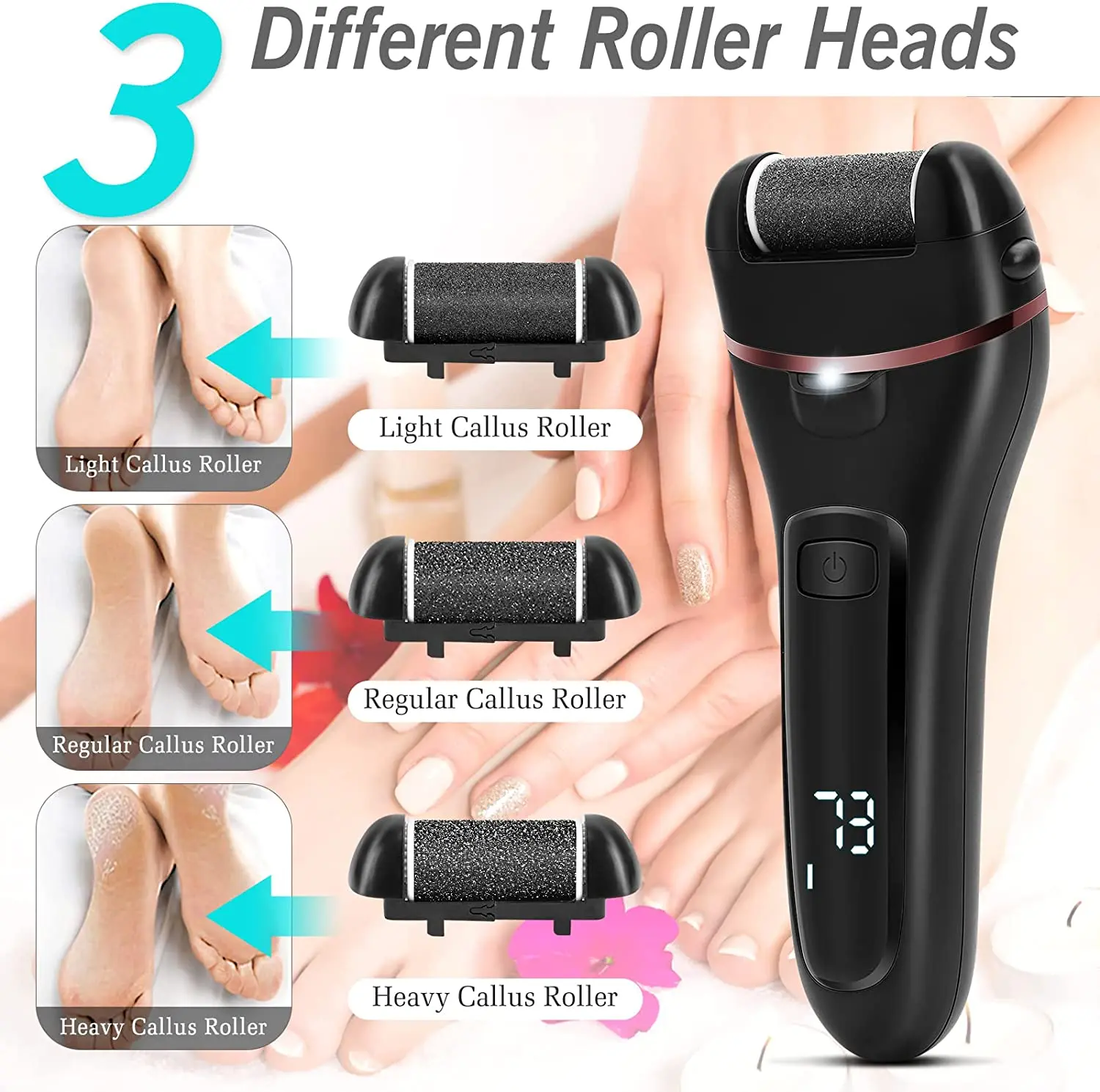 10 in 1 Electric Callus Remover Foot File Rechargeable Foot Scrubber Pedicure Kit Foot Grinder for Feet