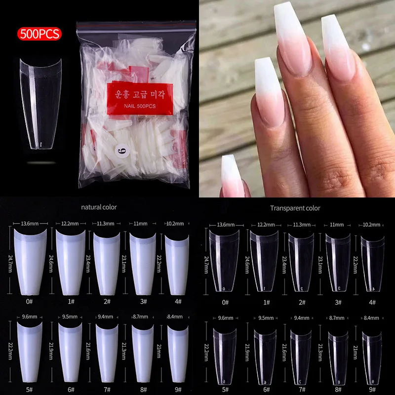 500pcs Bag Half Cover Acrylic Nails Clear Natural Color French Nail Tips Nail Extension Tips Wholesale Buy Nail Tips Clear Nails Tip Coffin Shape Coffin Shape Nails Tip French Tip Nail Tips Supply