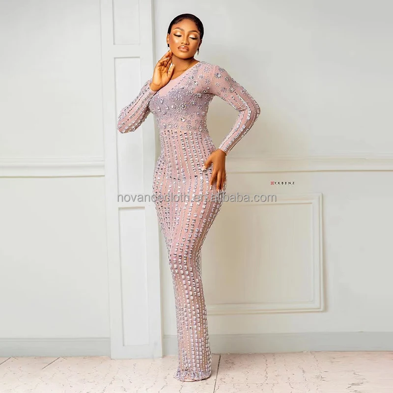 Sparkly Club Party Dress 2022 Long Birthday Women Dress Ball Gowns With  Rhinestone Sequins Floral Formal Dresses Ropa Mujer - Main Image