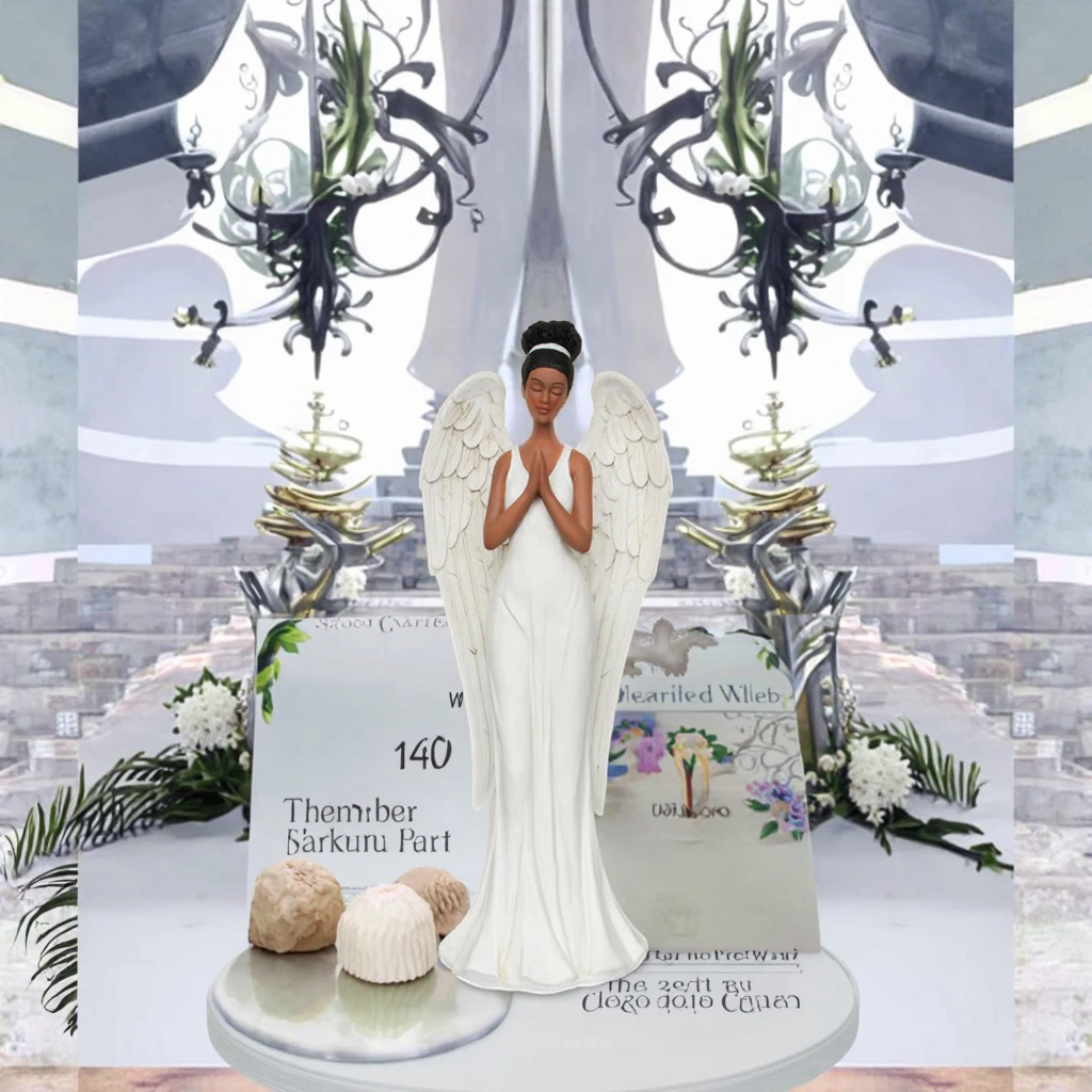 Hand Carved Resin Angel Statue Indoor African American Christmas Figurine  With Praying Theme Home Creative Holiday Art Model, image size:1024x1024