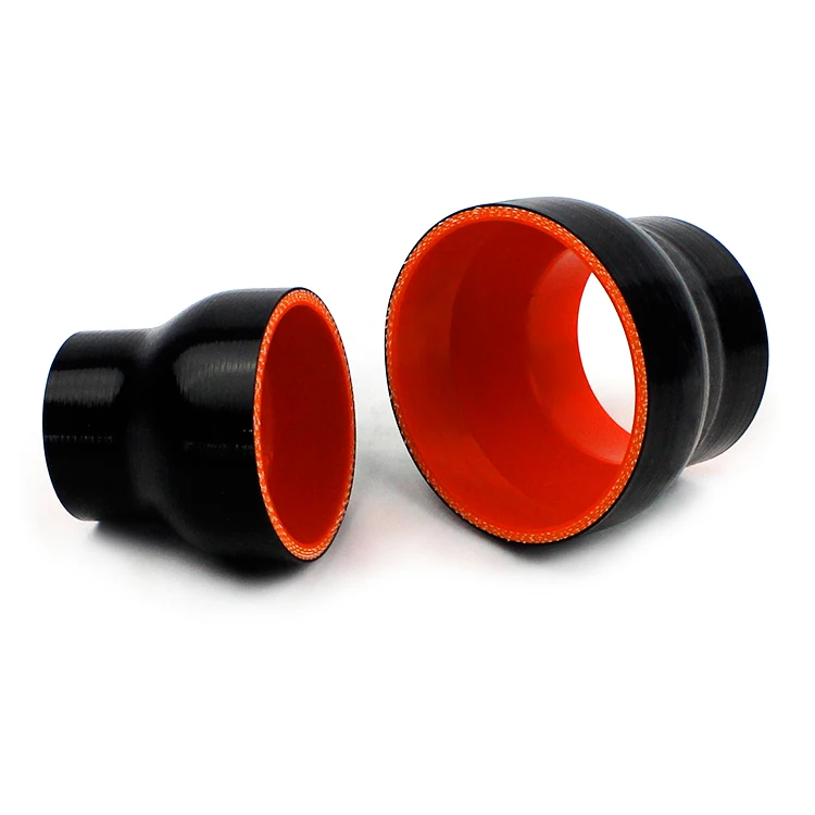 3" To 4" Straight Black Silicone Reducer Coupler With T-Bolt Clamps | 4-Ply Reinforced Turbo Hose