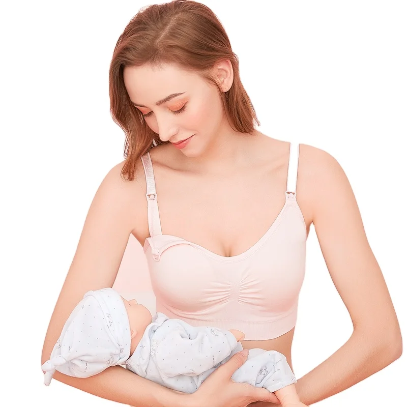 Wholesale maternity nursing bra  wire free  for pregnant women front open seamless breastfeeding bra factory direct sale