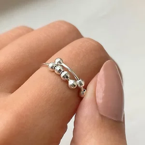 925 Sterling Silver Anxiety Ring Adjustable Custom Fidget Jewelry Stress Relief Meditation Wholesale Unisex Jewelry