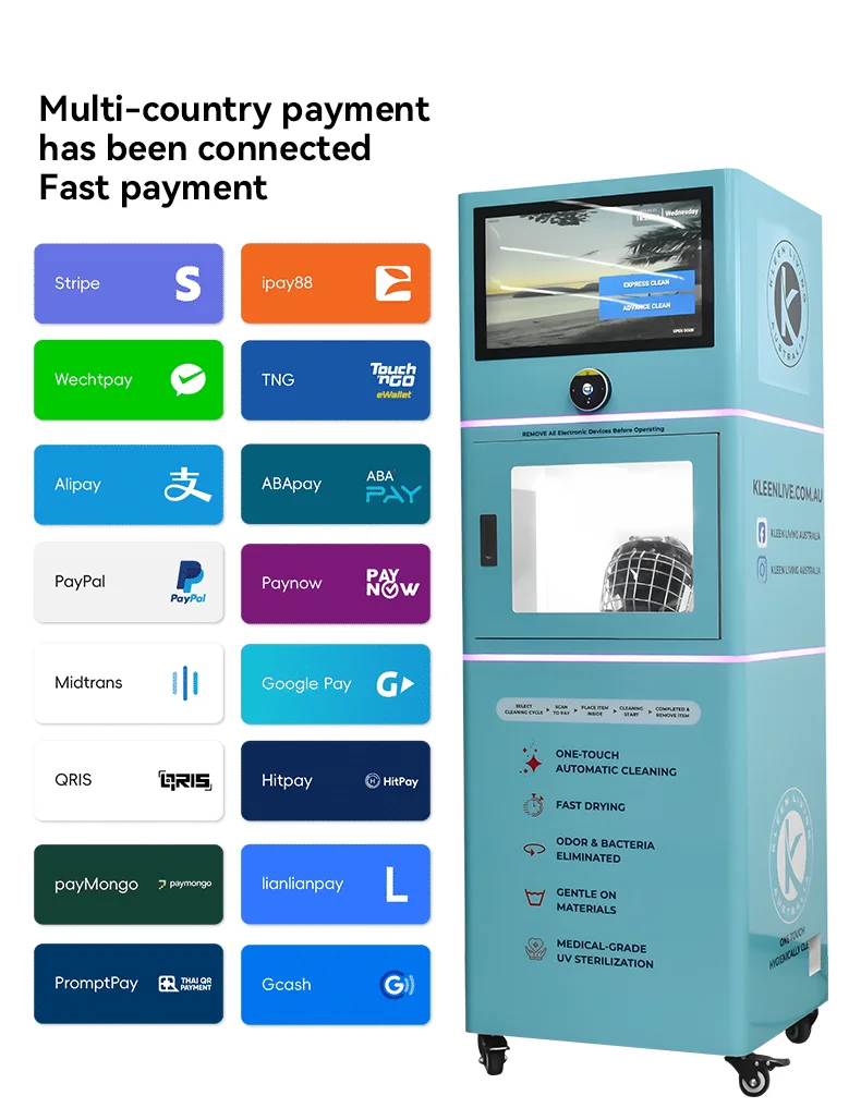 product automatic helmet cleaning vending machine for motorcycle and bike helmets with sterilizing and qr payment system-3