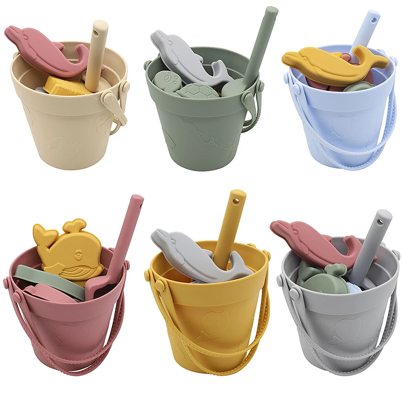 Портативное детское летнее уличное Приморское пляжное ведро, набор игрушек, 8 шт., не содержит Бисфенол А, силиконовая детская пляжная игрушка для детей
