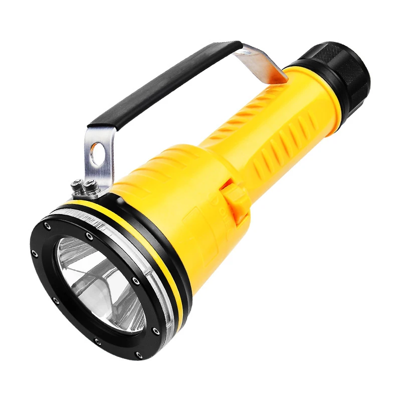 big yellow rechargeable flashlight High Power LED Flashlight Outdoor Diving Portable Underwater Searchlight  Aluminum Alloy Body Rechargeable