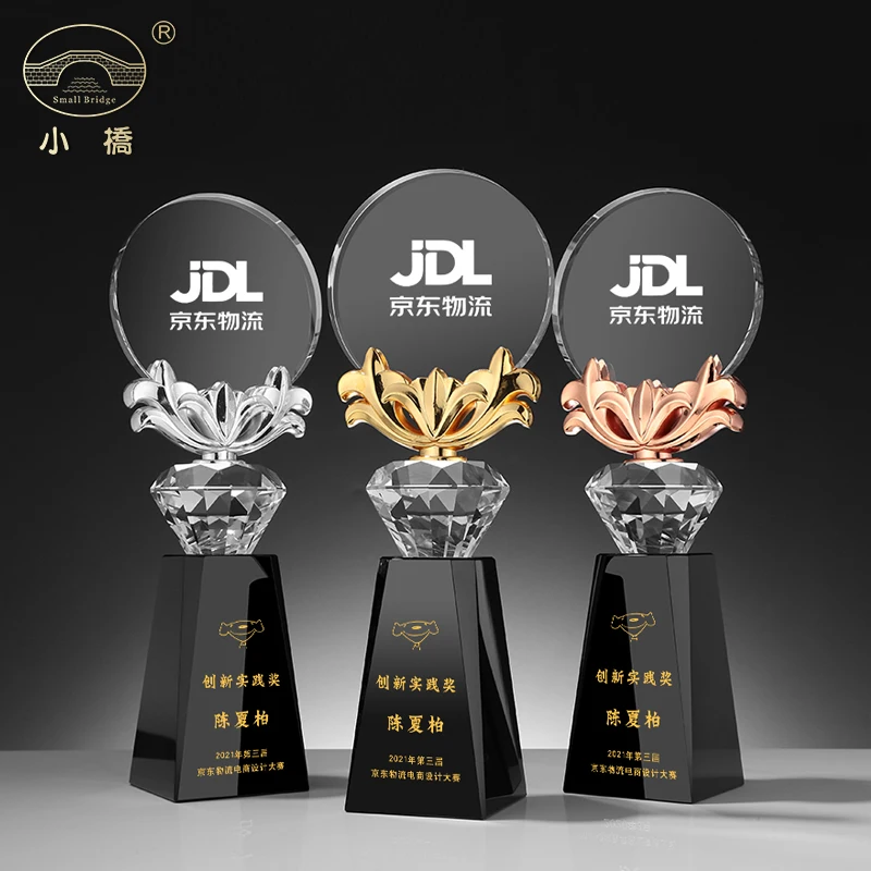 Wholesale Custom Logo Crystal Trophy Cup New Style Sports Plaque Award for Company Anniversary Events UV printed Metal