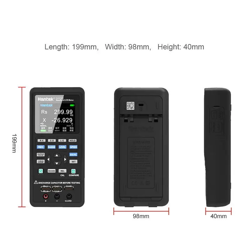 Hantek Digital Handheld LCR Meter 1833C Portable Digital Bridge LCR Inductance Capacitance Resistance Tester 100Khz