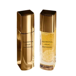 Factory Customized 30ml square Luxury White Black Golden Lotion Liquid Foundation Glass Pump Bottle