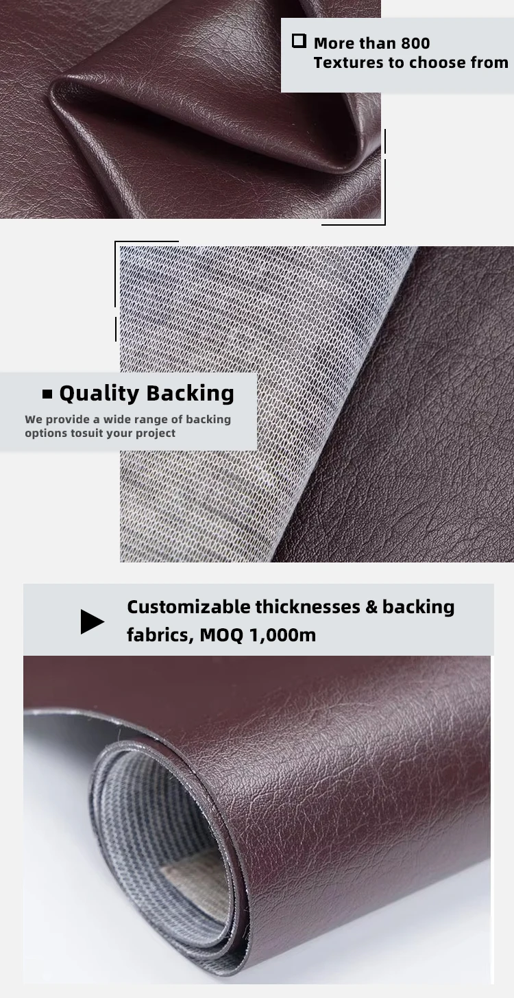 0.7mm Thickness 140cm Width Knitted Backing PVC Leather Faux Fabric for Bags Sofa and Furniture