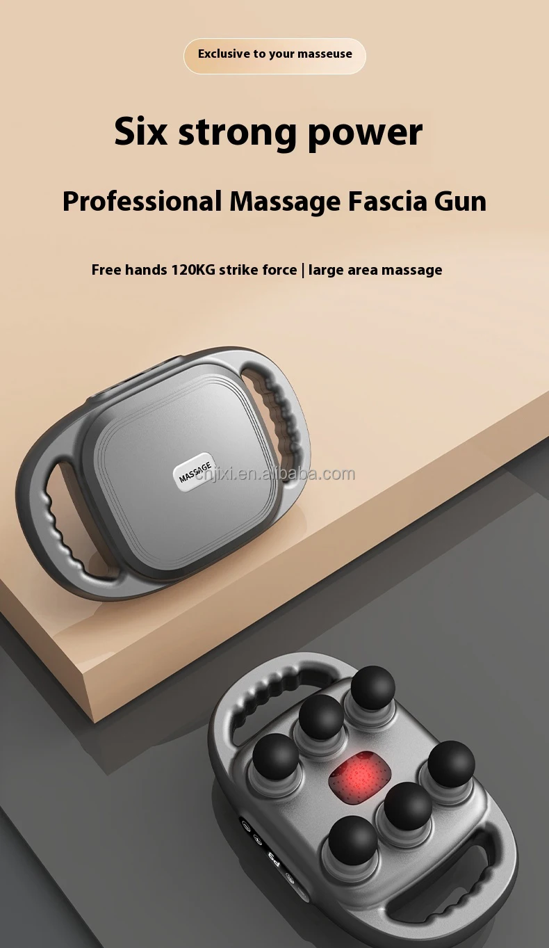 Fascia Gun Muscle Massager Gun High Frequency Back Waist Massage Machine Six-head Body Shoulder Professional Fascia Massage Gun