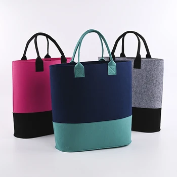 Eco-friendly Color Matching Reusable Customized Printing Logo Felt Handbag Wholesale Felt Shopping Bag