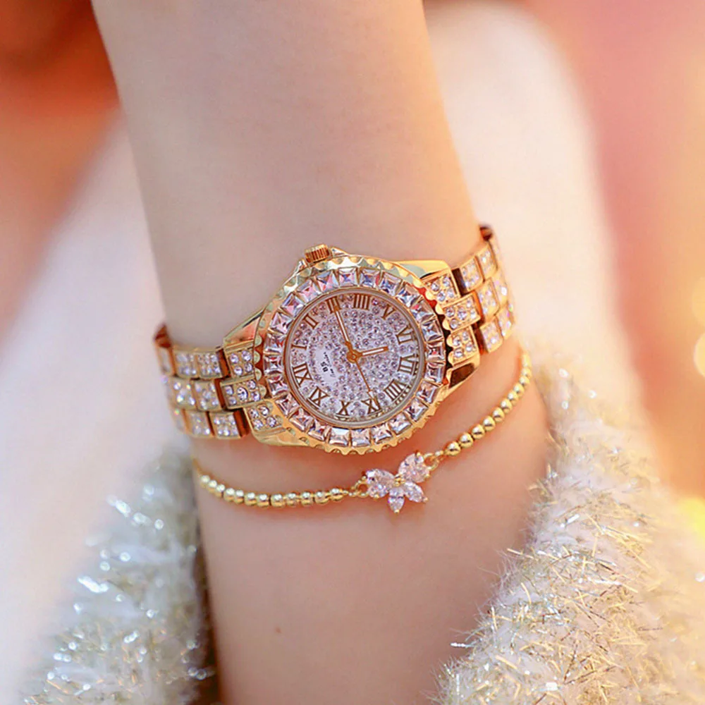 BS Watch Luxury Gift Top New Fashion Watch Female Stainless Steel Ladies  Diamond Quartz Watches for Ladies in Wristwatches