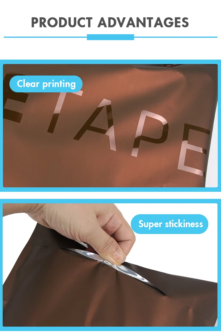 High Quality Shipping Bag Custom Clothing Brand Printing Matte Brown Metallic Poly Mailer With