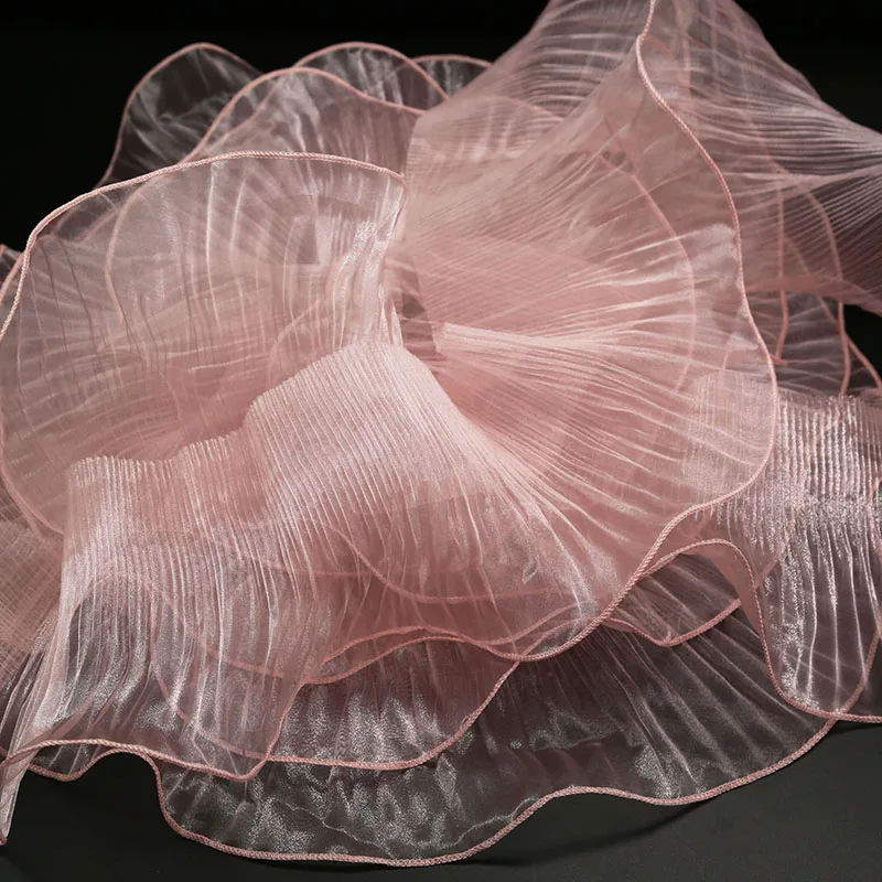 IOSPKKIO Dentelle à Volants Organza 5m - Garniture Mousseline Tulle Pour Couture Décoration | Blanc