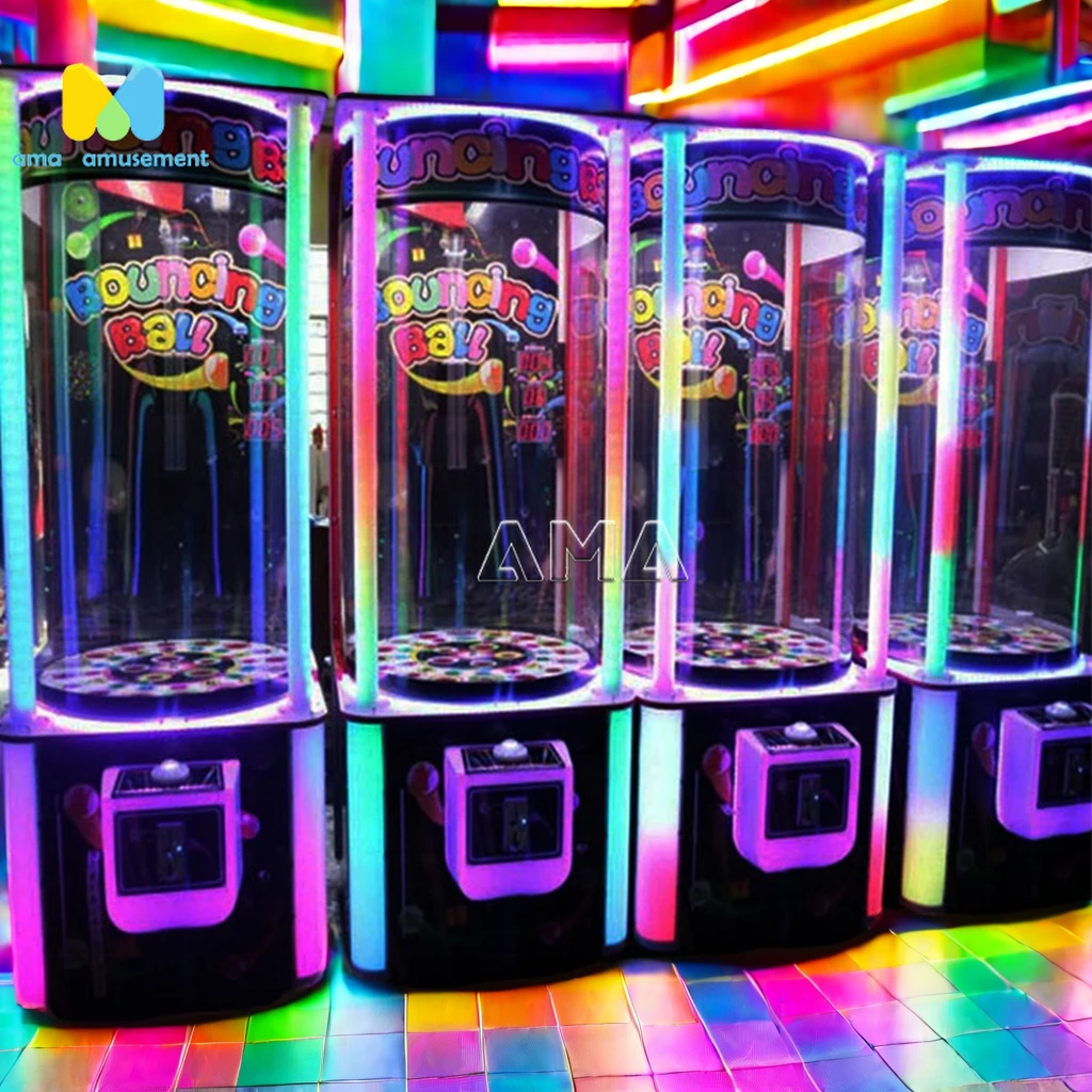 Ama Coin Operated Happy Bouncing Lucky Throw Ball Arcade Redemption Prizes Crane Games Machines