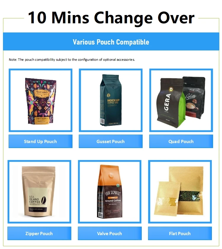 1 Kilo Ground Coffee Packing Machine Zipper Bag Whole Bean Coffee Packaging Machine