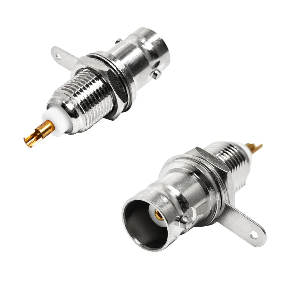 Copper BNC-50KY Non Soldering BNC Female Bulkhead Panel Socket RF Adapter Monitoring Video Plug Socket