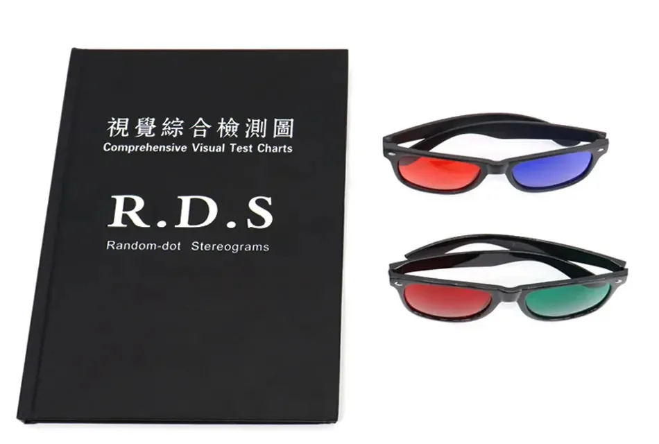 Random-dot Stereograms Comprehensive Visual Test Charts Book Color Blindness Astigmatism Amsler Test Chart with Eyeglasses