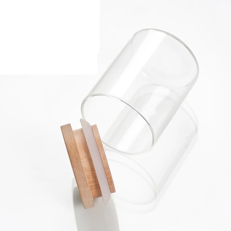 Heat resistant glass jar Scented Candle clear candle holders with bamboo cork lid
