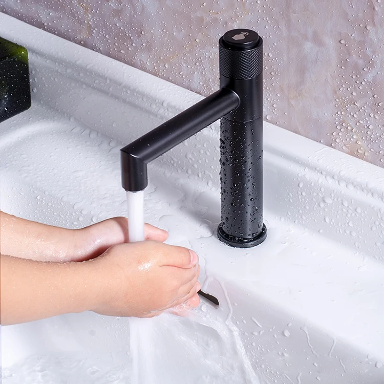 Grifos de lavabo de China Grifo de lavabo de ba&ntilde;o negro de acero inoxidable