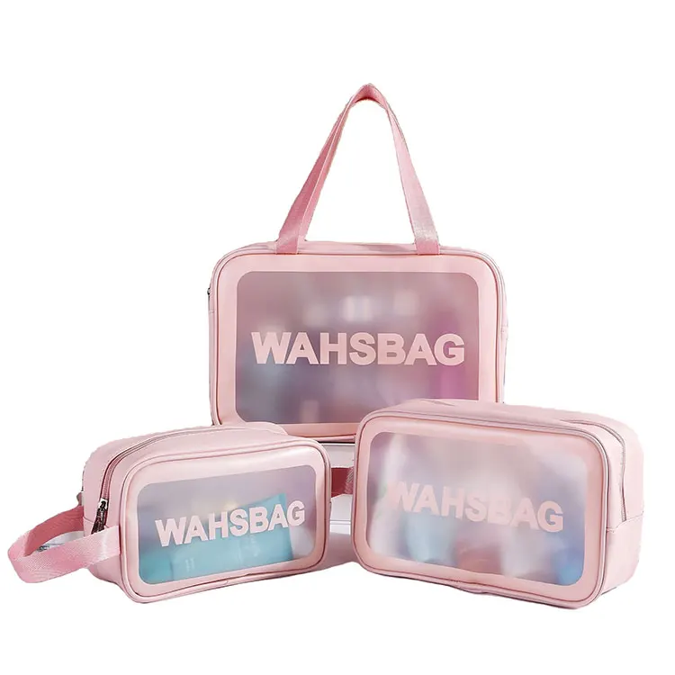 Travel Transparent Pouch Pink Tpu Customize Bags Ladies Pvc Cosmetic Pouch