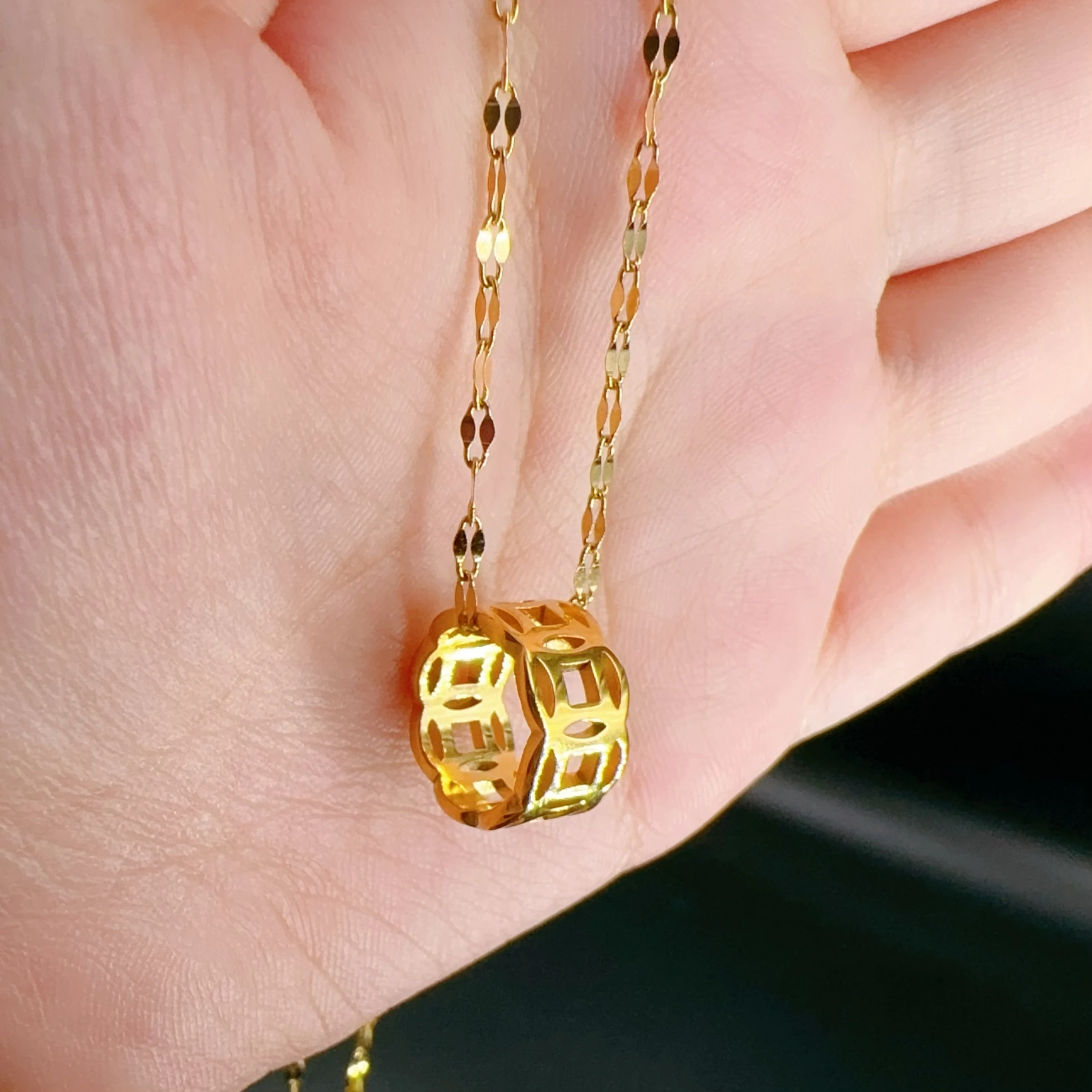 Stainless Steel Money Catcher Pendant - 18K Gold Plated
