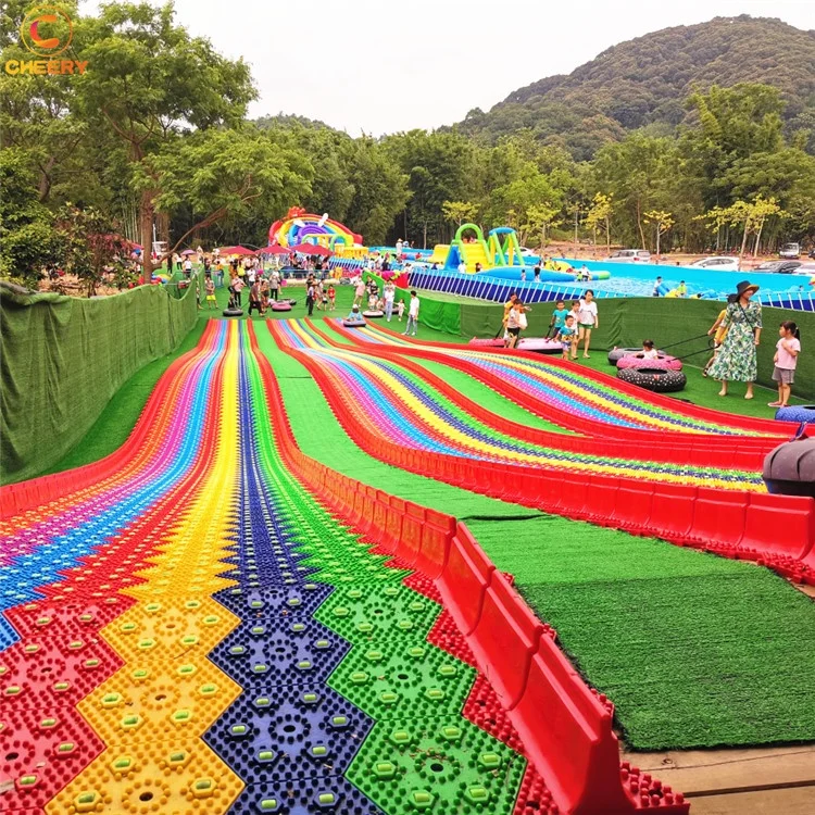 
New product outdoor playground amusement games children grass sliding way Rainbow dry snow slide for sale 