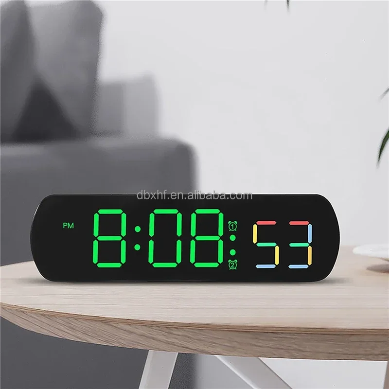 Electronic LED Clock with Snooze Voice Control ABS Digital Color Alarm Count up & Lighted Desk Wall Clock Temperature Feature